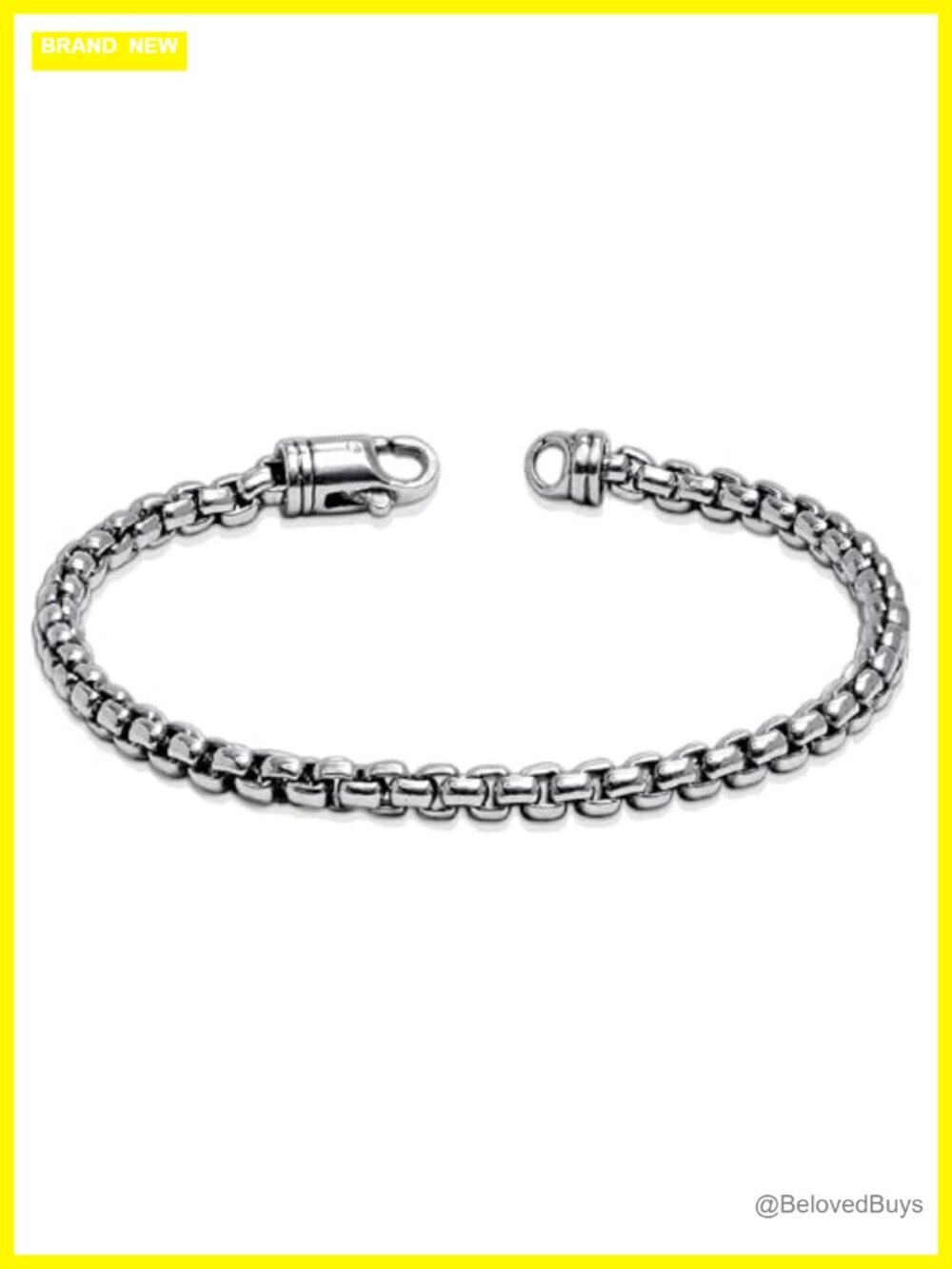 LeCalla 925 Sterling Silver Men's Antique Box Chain Bracelet 4.2MM 8 Inch